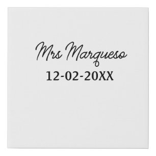 simple minimal monogram mrs Mr name date year Thro Faux Canvas Print