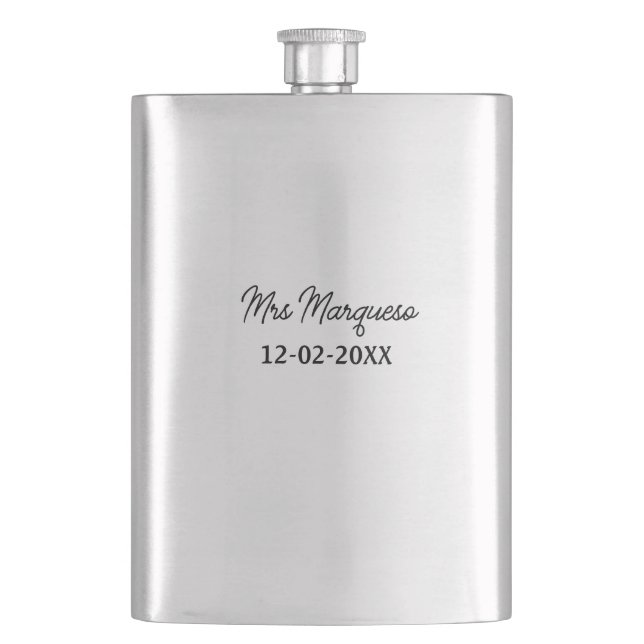 simple minimal monogram mrs Mr name date year Thro Flask (Front)
