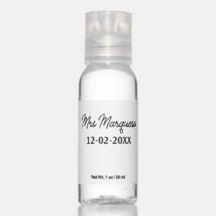 simple minimal monogram mrs Mr name date year Thro Hand Sanitizer
