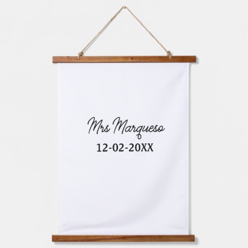 simple minimal monogram mrs Mr name date year Thro Hanging Tapestry