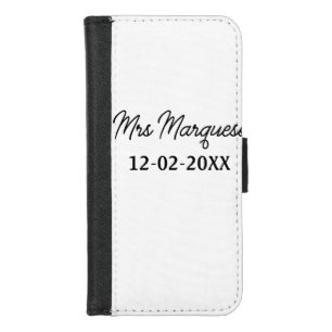 simple minimal monogram mrs Mr name date year Thro iPhone 8/7 Wallet Case