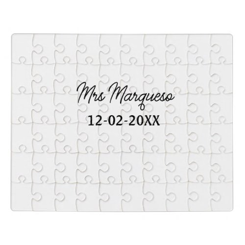 simple minimal monogram mrs Mr name date year Thro Jigsaw Puzzle