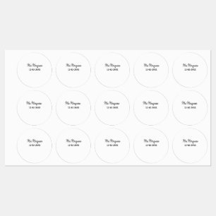 simple minimal monogram mrs Mr name date year Thro Labels