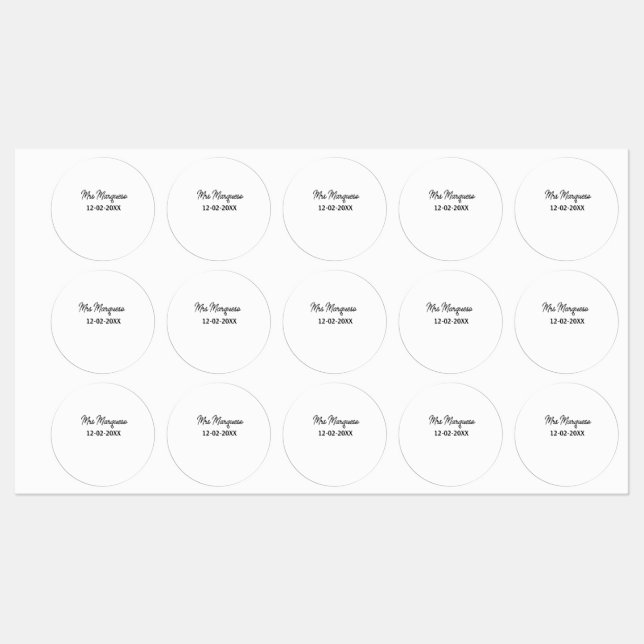 simple minimal monogram mrs Mr name date year Thro Labels (Sheet)