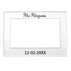 simple minimal monogram mrs Mr name date year Thro Magnetic Frame