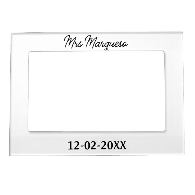 simple minimal monogram mrs Mr name date year Thro Magnetic Frame (Front)