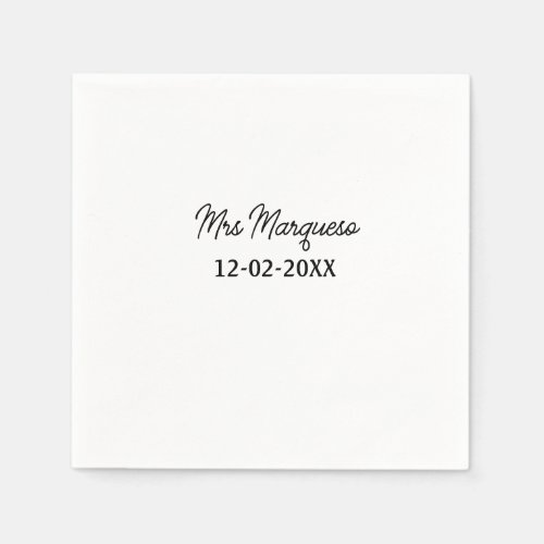 simple minimal monogram mrs Mr name date year Thro Napkins