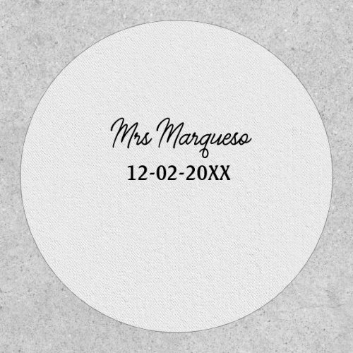 simple minimal monogram mrs Mr name date year Thro Patch