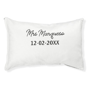 simple minimal monogram mrs Mr name date year Thro Pet Bed
