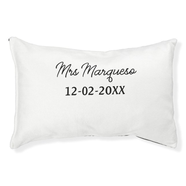 simple minimal monogram mrs Mr name date year Thro Pet Bed (Front)