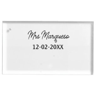 simple minimal monogram mrs Mr name date year Thro Place Card Holder