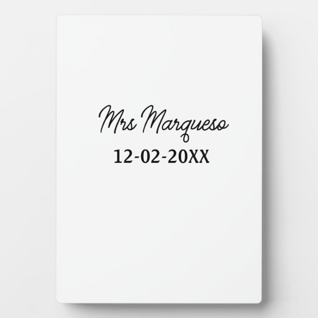 simple minimal monogram mrs Mr name date year Thro Plaque (Front)