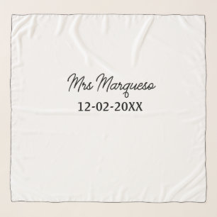 simple minimal monogram mrs Mr name date year Thro Scarf