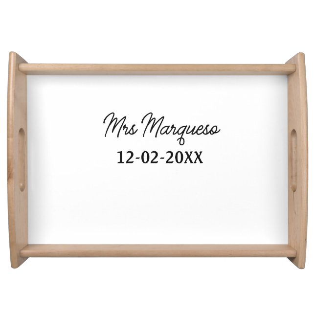 simple minimal monogram mrs Mr name date year Thro Serving Tray (Front)
