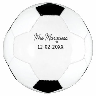 simple minimal monogram mrs Mr name date year Thro Soccer Ball