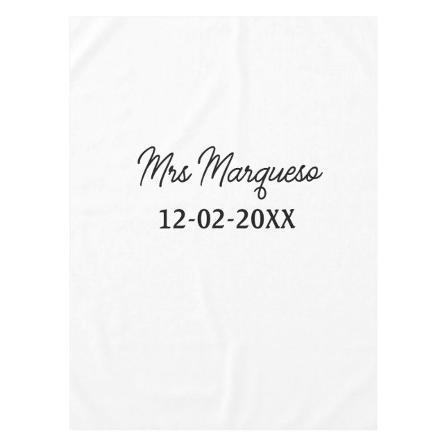 simple minimal monogram mrs Mr name date year Thro Tablecloth (Front)