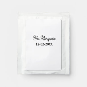 simple minimal monogram mrs Mr name date year Thro Tea Bag Drink Mix