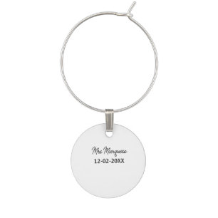 simple minimal monogram mrs Mr name date year Thro Wine Charm