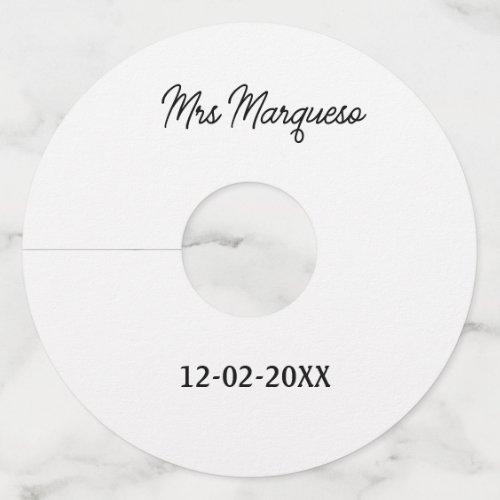 simple minimal monogram mrs Mr name date year Thro Wine Glass Tag