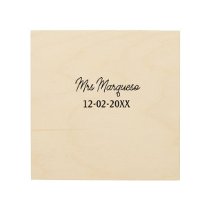 simple minimal monogram mrs Mr name date year Thro Wood Wall Art