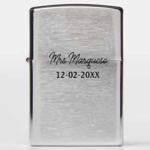 simple minimal monogram mrs Mr name date year Thro Zippo Lighter