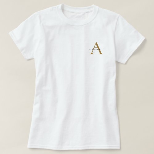 Simple Minimal Monogram Name Initial T_Shirt