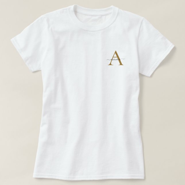 Simple Minimal Monogram Name Initial T-Shirt (Design Front)