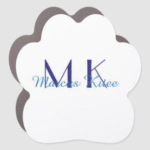 simple minimal monogram personalized name blue ret car magnet