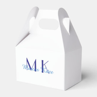 simple minimal monogram personalized name blue ret favor boxes