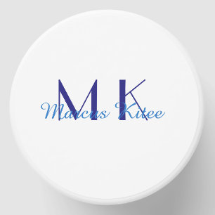 simple minimal monogram personalized name blue ret mini candle favors