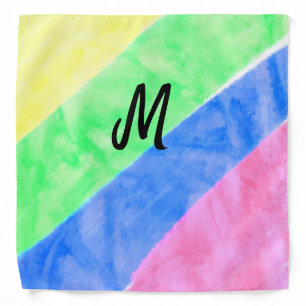 simple minimal monogram personalized watercolor st bandana