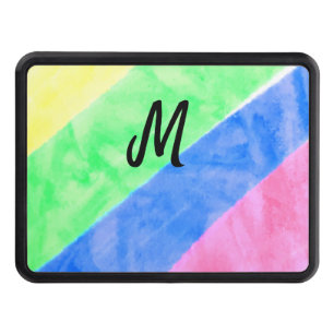simple minimal monogram personalized watercolor st hitch cover