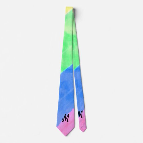 simple minimal monogram personalized watercolor st neck tie