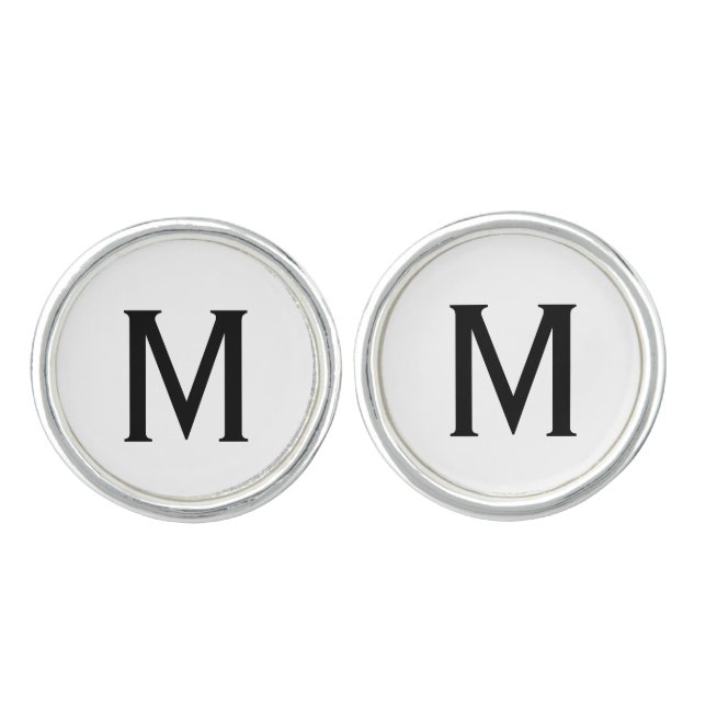 simple minimal monogram wedding elegant favor cufflinks (Front)
