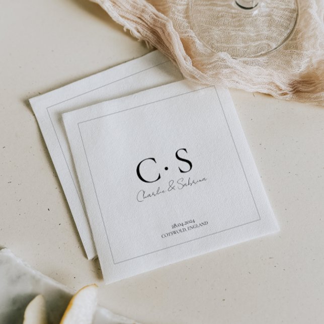 Simple Minimal Monogram Wedding Napkin (Creator Uploaded)