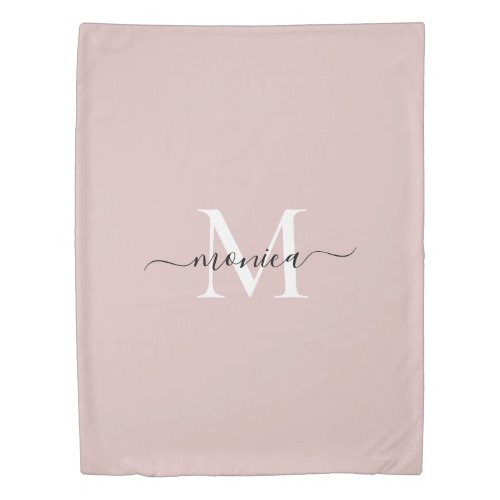 Simple Minimal Monogrammed Name Dusty Pink Duvet Cover
