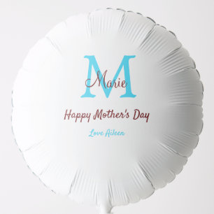 simple minimal mother's day blue monogram pink nam balloon
