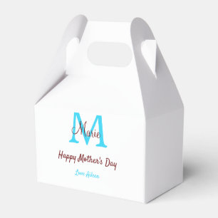 simple minimal mother's day blue monogram pink nam favor boxes