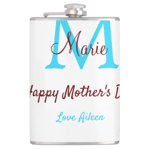 simple minimal mother's day blue monogram pink nam flask