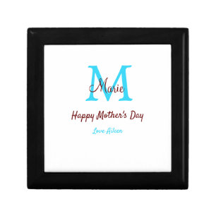 simple minimal mother's day blue monogram pink nam gift box