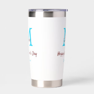 simple minimal mother's day blue monogram pink nam insulated tumbler
