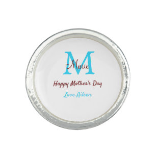 simple minimal mother's day blue monogram pink nam ring