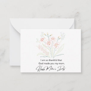 Simple Minimal Mother's Day Flowers Drawing Note Card