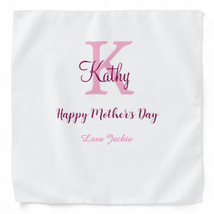 simple minimal mother's day monogram pink name tex bandana