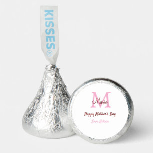simple minimal mother's day monogram pink name tex hershey®'s kisses®
