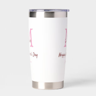 simple minimal mother's day monogram pink name tex insulated tumbler