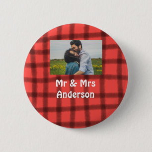 Simple minimal mr and mrs add your name photo red button