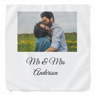 Simple minimal mr and mrs add your name photo wedd bandana