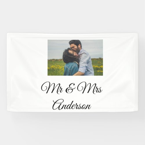 Simple minimal mr and mrs add your name photo wedd banner