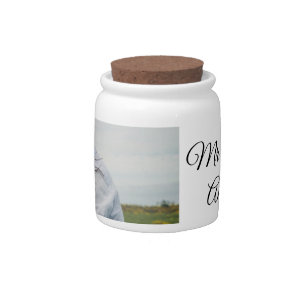 Simple minimal mr and mrs add your name photo wedd candy jar